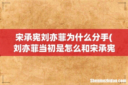 刘亦菲当初是怎么和宋承宪在一起的？他们为什么会分手呢？ 宋承宪刘亦菲为什么分手