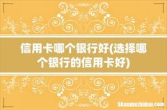 选择哪个银行的信用卡好 信用卡哪个银行好