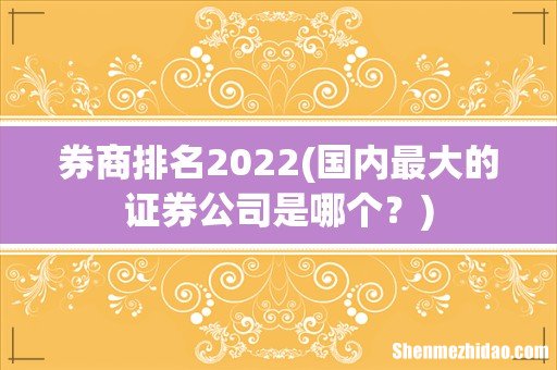 国内最大的证券公司是哪个? 券商排名2022