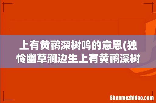 独怜幽草涧边生上有黄鹂深树鸣是什么意思 上有黄鹂深树鸣的意思