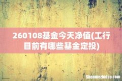 工行目前有哪些基金定投 260108基金今天净值