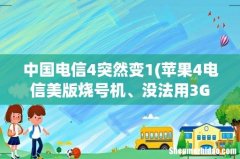 苹果4电信美版烧号机、没法用3G网络了、刚买来的时候可以用、用了一个月过后就变成1x网络了