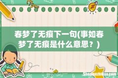 事如春梦了无痕是什么意思？ 春梦了无痕下一句