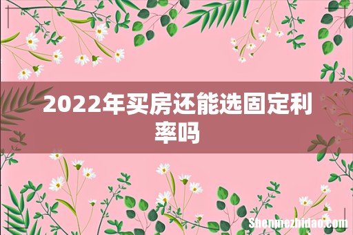 2022年买房还能选固定利率吗