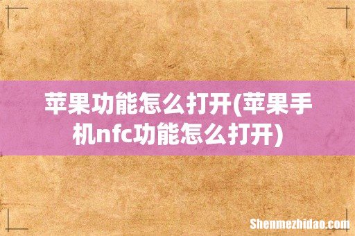 苹果手机nfc功能怎么打开 苹果功能怎么打开