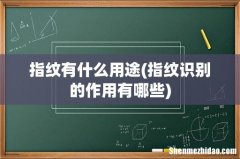 指纹识别的作用有哪些 指纹有什么用途