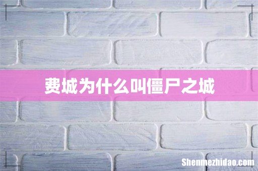 费城为什么叫僵尸之城