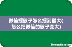 怎么把微信的骰子变大 微信摇骰子怎么摇到最大