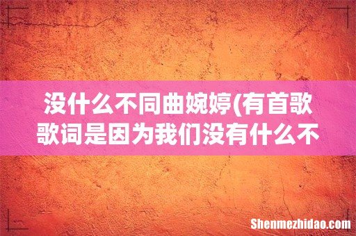有首歌歌词是因为我们没有什么不同,歌名是什么 没什么不同曲婉婷