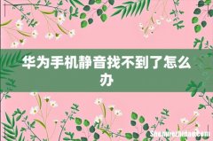 华为手机静音找不到了怎么办
