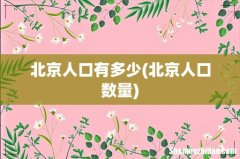 北京人口数量 北京人口有多少