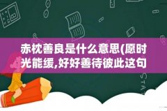 愿时光能缓,好好善待彼此这句话的相关意思 赤枕善良是什么意思