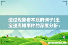 王宝强离婚事件的深度分析：透过现象看本质 透过现象看本质的例子