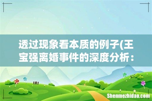 王宝强离婚事件的深度分析:透过现象看本质 透过现象看本质的例子