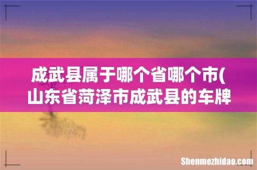 山东省菏泽市成武县的车牌号以什么开头? 成武县属于哪个省哪个市