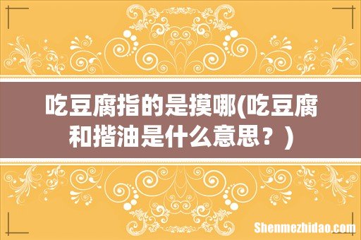 吃豆腐和揩油是什么意思? 吃豆腐指的是摸哪