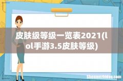 lol手游3.5皮肤等级 皮肤级等级一览表2021