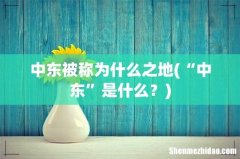 “中东”是什么？ 中东被称为什么之地
