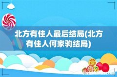 北方有佳人何家驹结局 北方有佳人最后结局