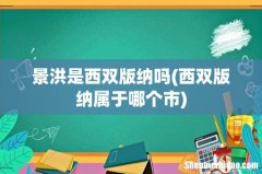西双版纳属于哪个市 景洪是西双版纳吗