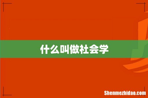 什么叫做社会学