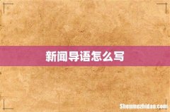 新闻导语怎么写