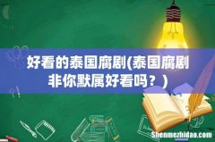 泰国腐剧非你默属好看吗？ 好看的泰国腐剧