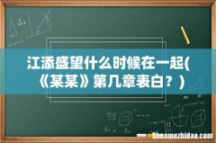 《某某》第几章表白？ 江添盛望什么时候在一起