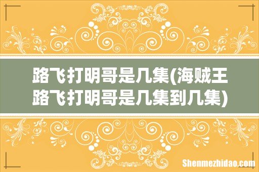 海贼王路飞打明哥是几集到几集 路飞打明哥是几集