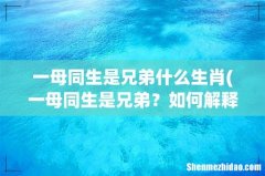一母同生是兄弟？如何解释生肖？ 一母同生是兄弟什么生肖