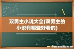 双男主的小说有哪些好看的 双男主小说大全