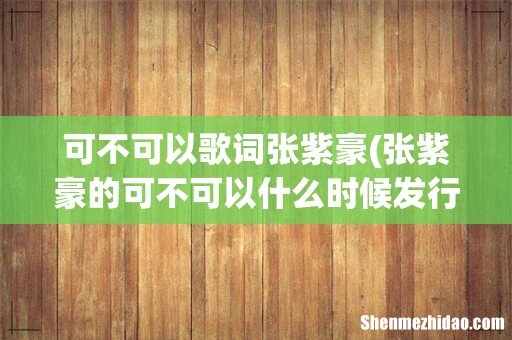 张紫豪的可不可以什么时候发行的歌曲？ 可不可以歌词张紫豪