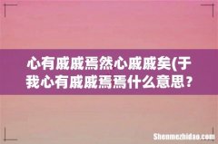 于我心有戚戚焉焉什么意思？ 心有戚戚焉然心戚戚矣