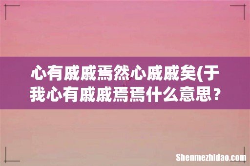 于我心有戚戚焉焉什么意思? 心有戚戚焉然心戚戚矣