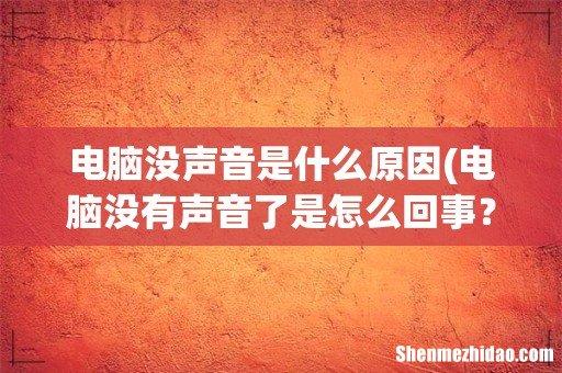 电脑没有声音了是怎么回事？ 电脑没声音是什么原因
