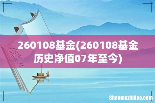 260108基金历史净值07年至今 260108基金