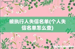 个人失信名单怎么查 被执行人失信名单
