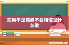 如果不是你我不会相信是什么歌