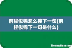 前程似锦下一句是什么 前程似锦怎么接下一句