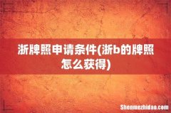 浙b的牌照怎么获得 浙牌照申请条件
