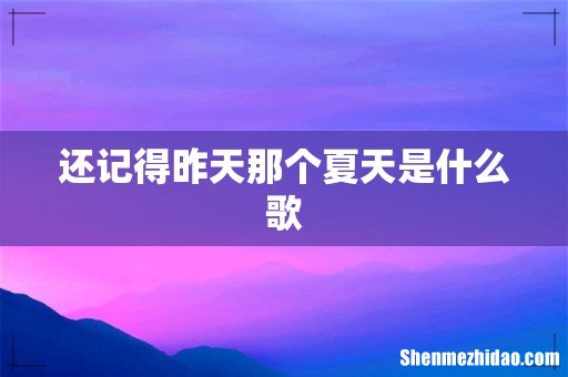 还记得昨天那个夏天是什么歌