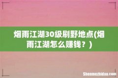 烟雨江湖怎么赚钱？ 烟雨江湖30级刷野地点