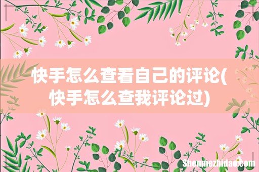 快手怎么查我评论过 快手怎么查看自己的评论