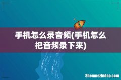 手机怎么把音频录下来 手机怎么录音频