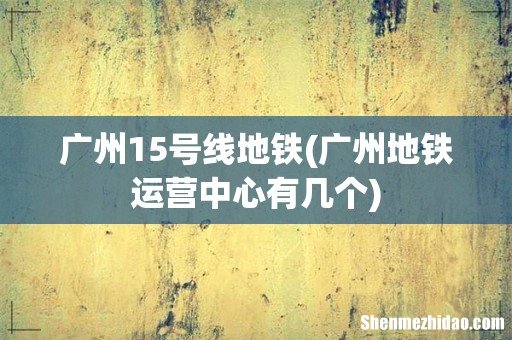 广州地铁运营中心有几个 广州15号线地铁
