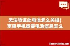 苹果手机重要电池信息怎么关闭 无法验证此电池怎么关掉