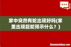 家里出现巨蛇预示什么？ 家中突然有蛇出现好吗
