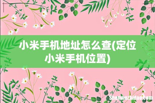 定位小米手机位置 小米手机地址怎么查