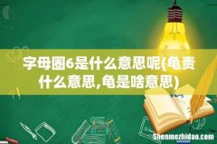 龟责什么意思,龟是啥意思 字母圈6是什么意思呢