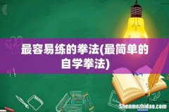 最简单的自学拳法 最容易练的拳法